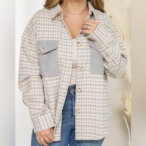 Oversized Plaid Flannel Button-Up Shacket
